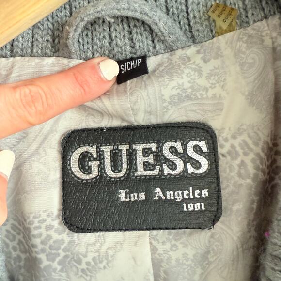 Guess Coat Wool Blend Shawl Collar Peacoat Double Breasted Womens S Preppy Y2K - Picture 8 of 13